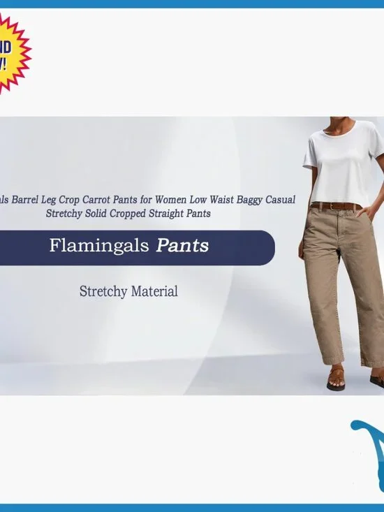 Straight Leg Low Rise Barrel Pants Stretchy Cropped Casual Vintage Chino - Picture 6 of 6